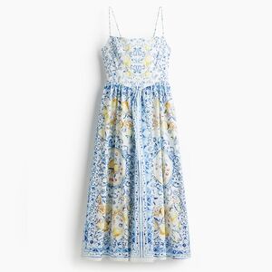 NWT H&M Lemon Printed Cotton Strappy Dress Lemons/blue/white Size S